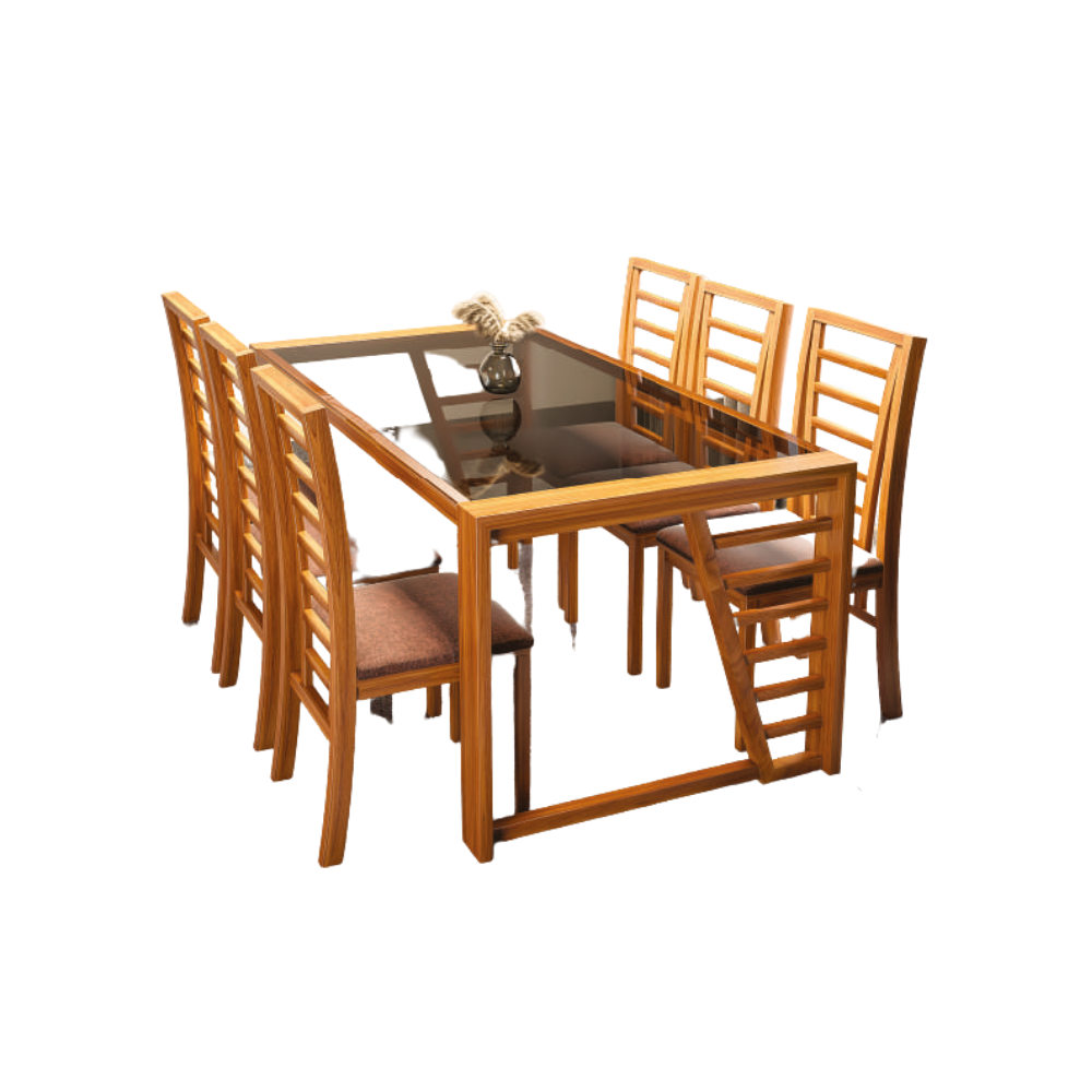 Dining table designs in teak wood with glass top sale