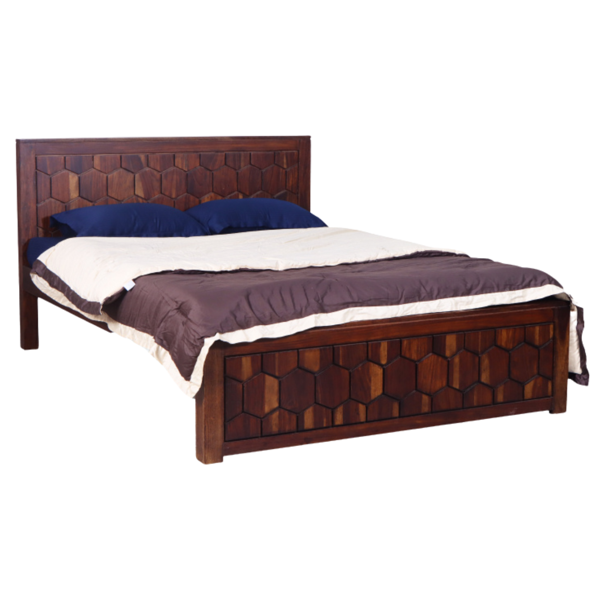 Hexagon Sheesham Wood Bed
