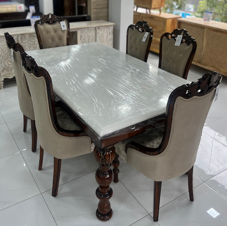 Leaf Marble Dining Table with Chair