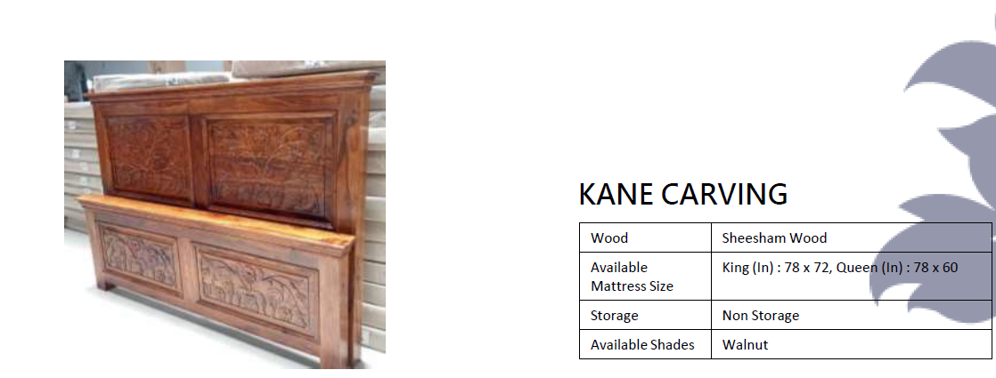 Kane Carving Sheesham Wood Bed