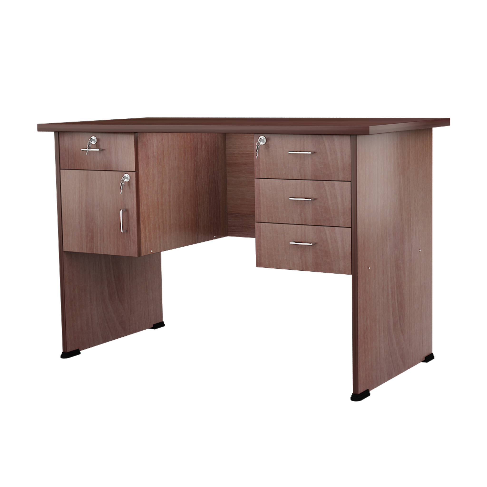 Executive Desk with Four Drawer and Cabinet Storage