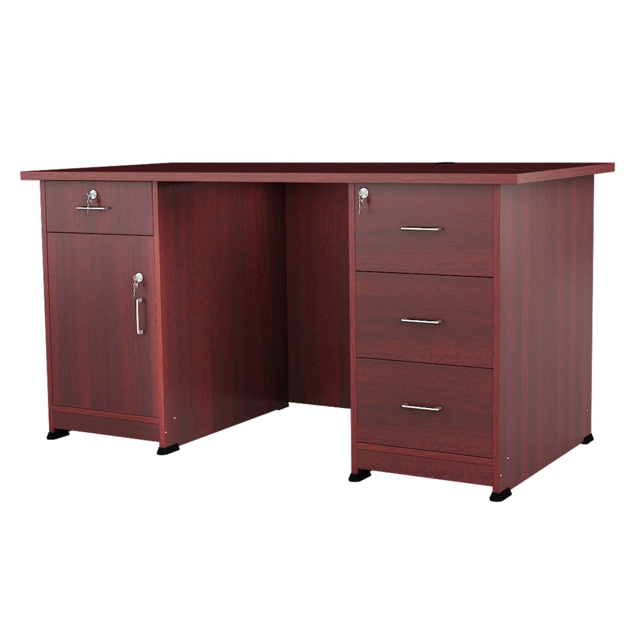 Executive Desk with Four Drawer and Full Size Cabinet Storage