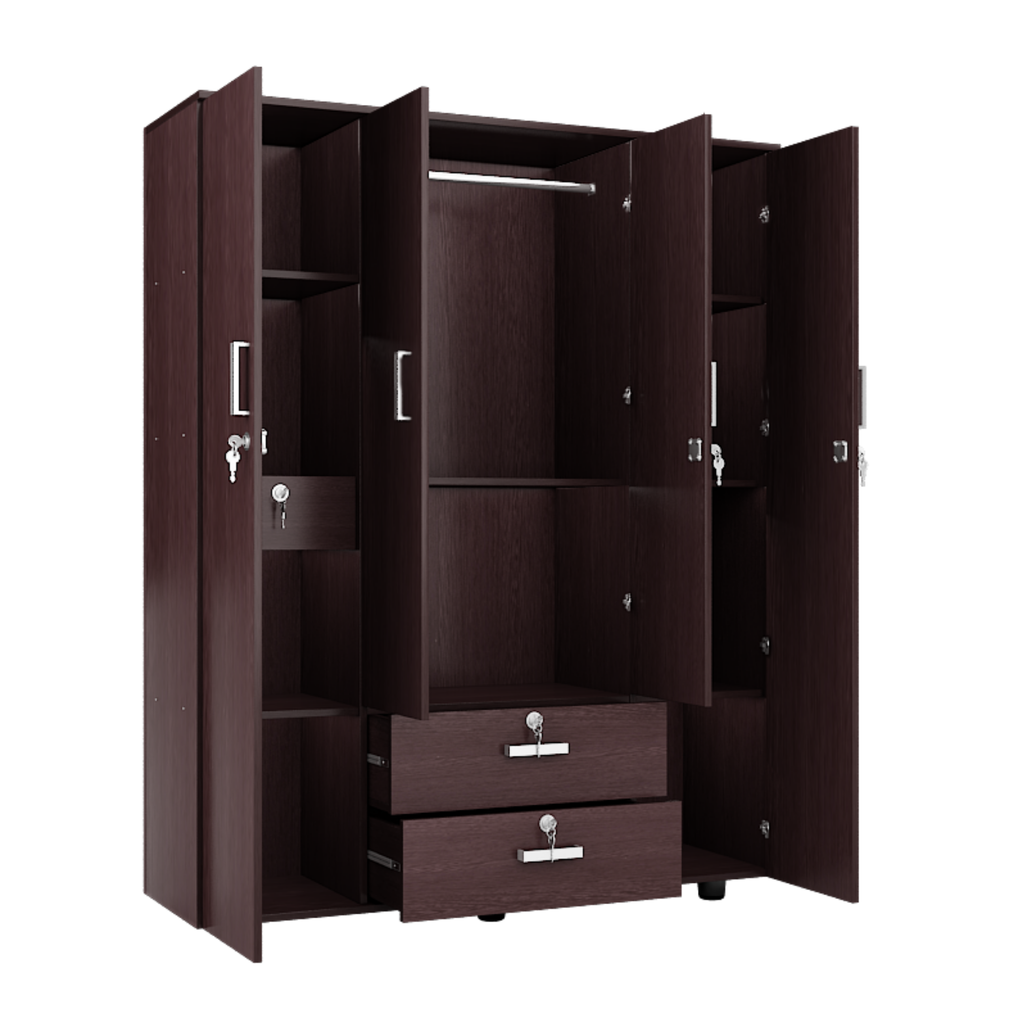 Super and Luxury Four Door Wardrobe with Pull Drawer